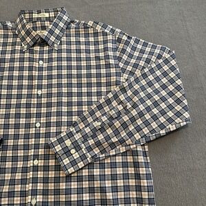 Peter Millar Blue Red Plaid Button Up Shirt Mens Large‎ Long Sleeve Cotton Golf
